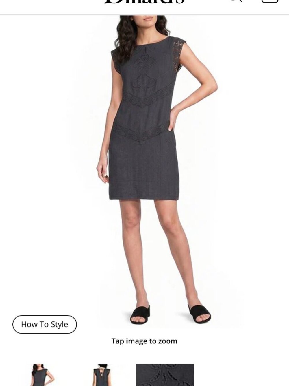 Lucky Brand Schiffli Round Neck Cap Sleeve Shift Dress - NEW WITH TAGS - Picture 5 of 5